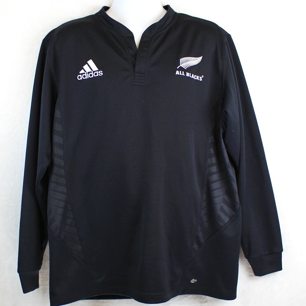 Rare Adidas Rugby Long Sleeve New Zealand All Blacks Home Jersey XL